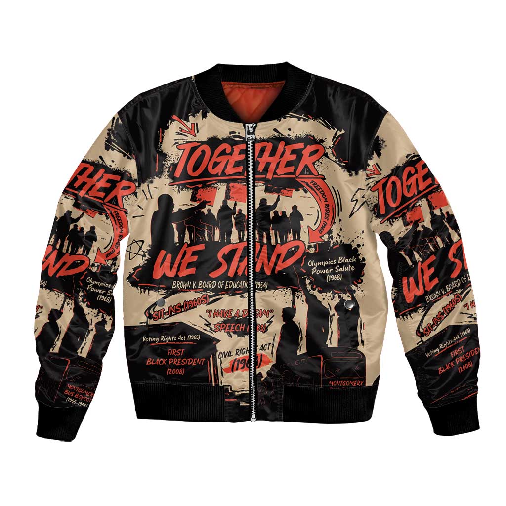 Together We Stand African American Bomber Jacket Important Milestones History Vintage