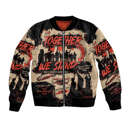 Together We Stand African American Bomber Jacket Important Milestones History Vintage