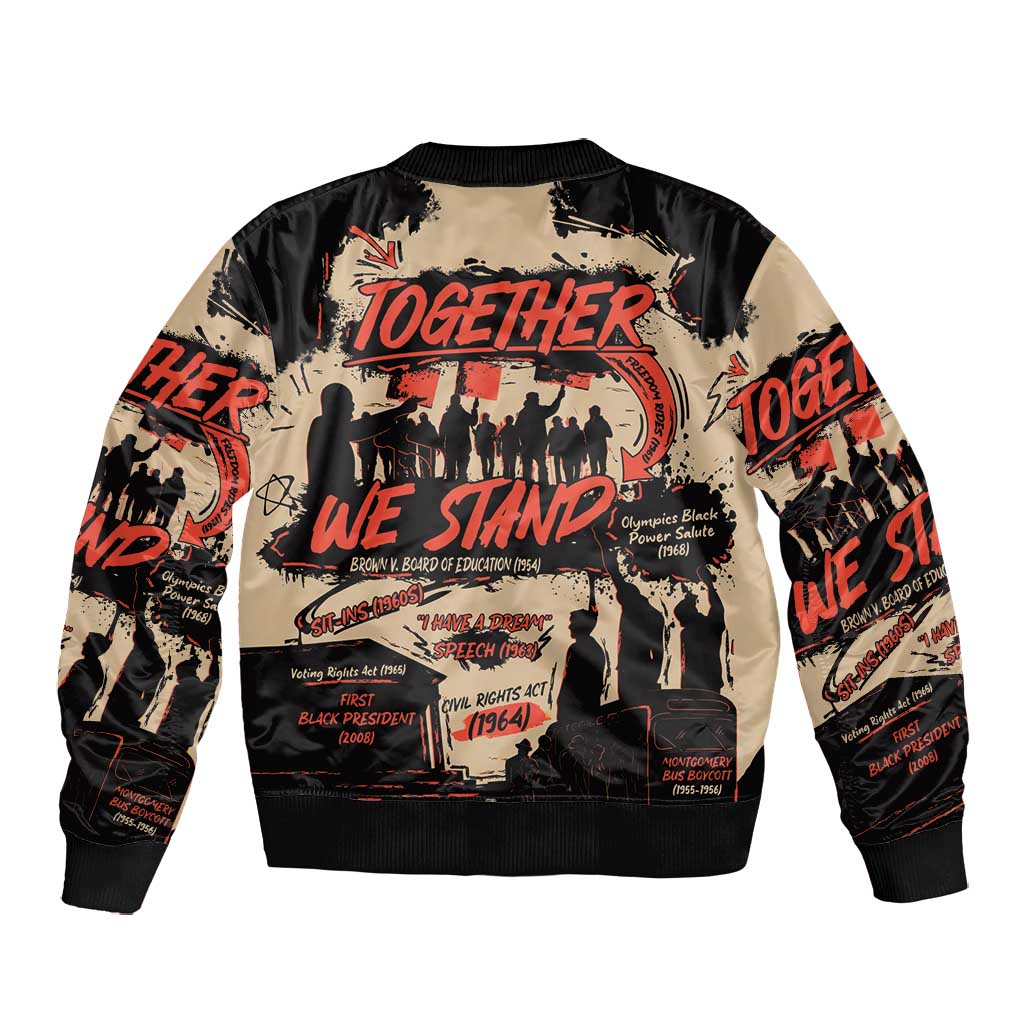Together We Stand African American Bomber Jacket Important Milestones History Vintage