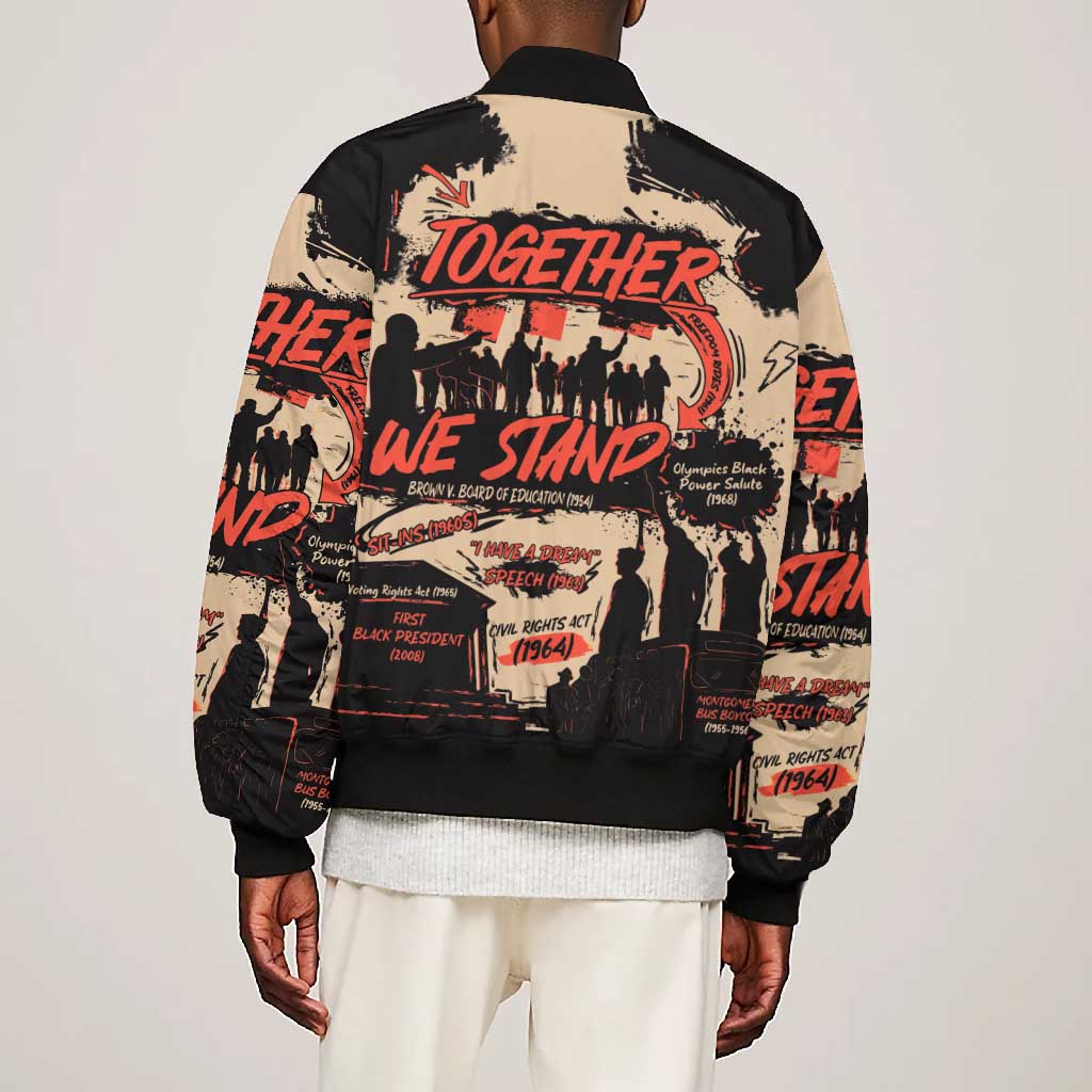 Together We Stand African American Bomber Jacket Important Milestones History Vintage