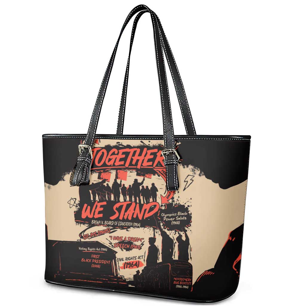 Together We Stand African American Leather Tote Bag Important Milestones History Vintage