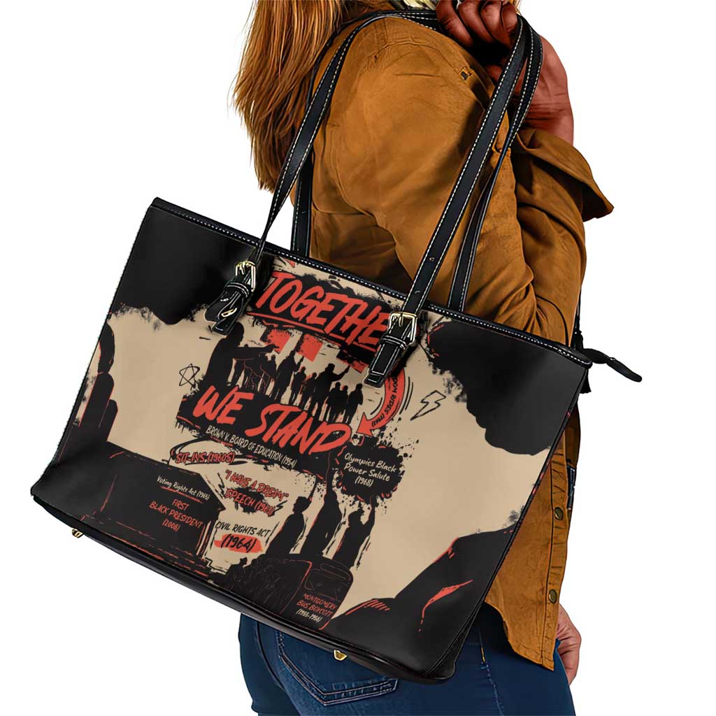 Together We Stand African American Leather Tote Bag Important Milestones History Vintage