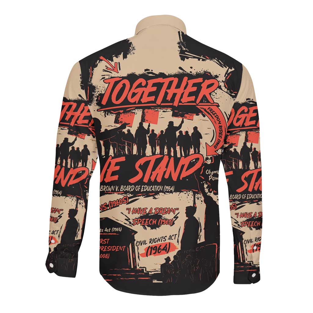 Together We Stand African American Long Sleeve Button Shirt Important Milestones History Vintage