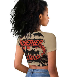 Together We Stand African American Raglan Cropped T shirt Important Milestones History Vintage