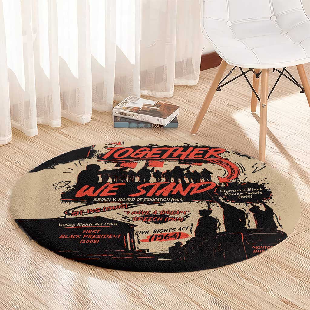 Together We Stand African American Round Carpet Important Milestones History Vintage