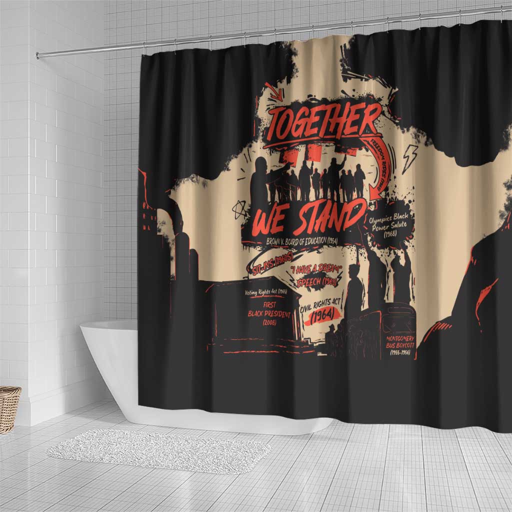 Together We Stand African American Shower Curtain Important Milestones History Vintage