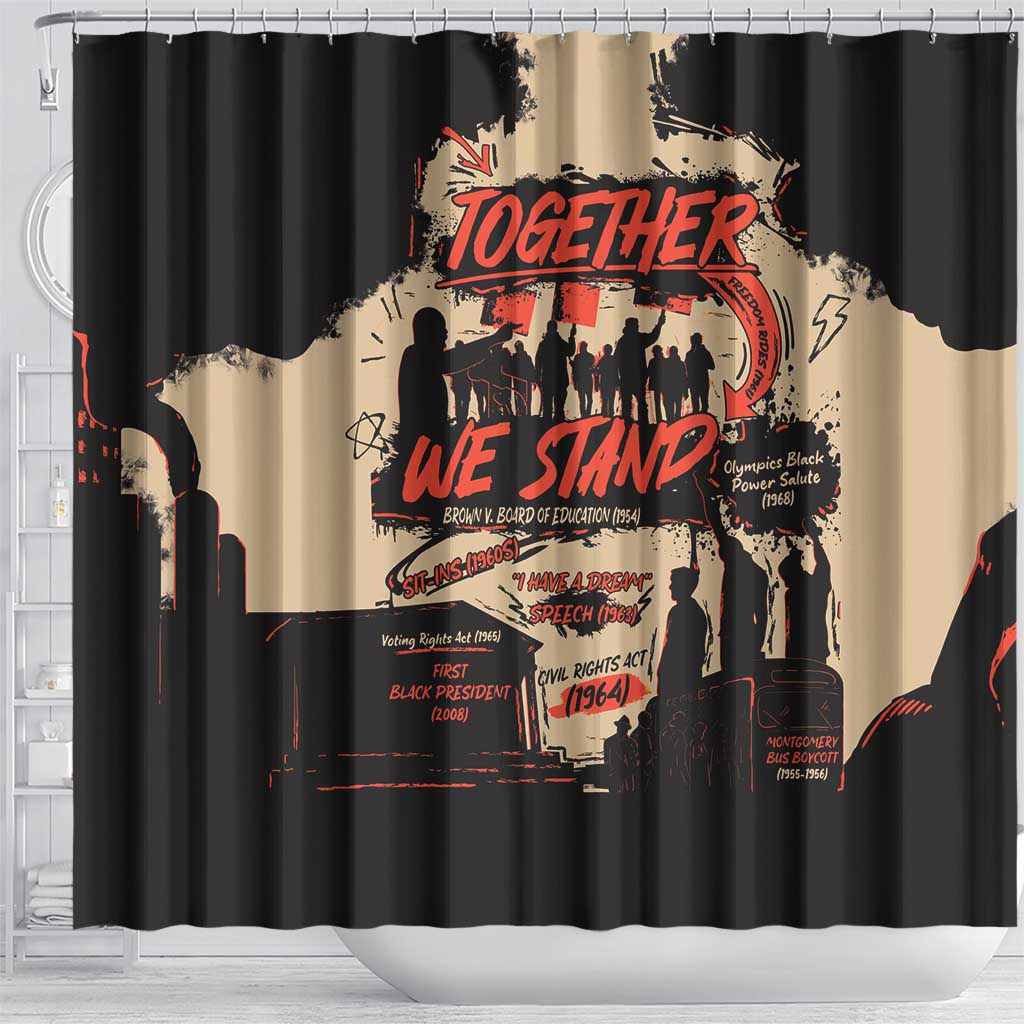 Together We Stand African American Shower Curtain Important Milestones History Vintage
