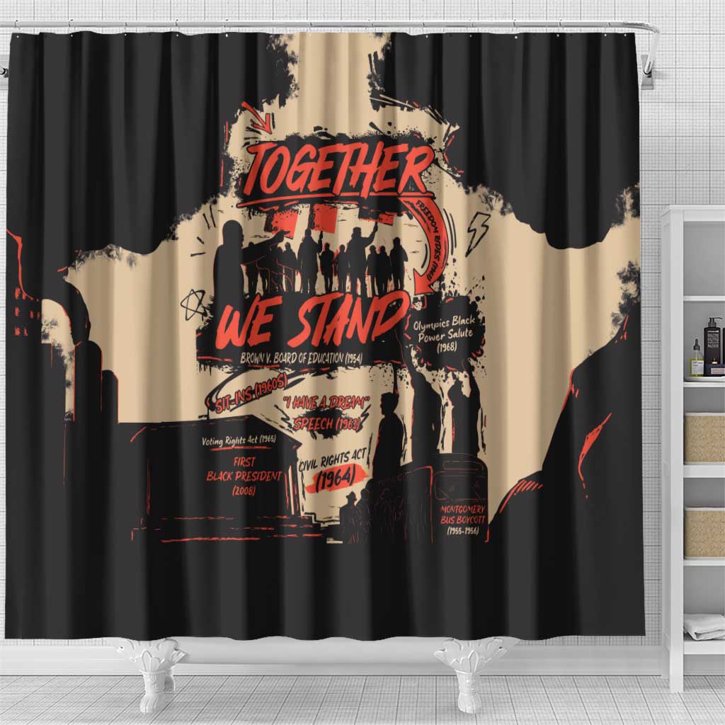 Together We Stand African American Shower Curtain Important Milestones History Vintage