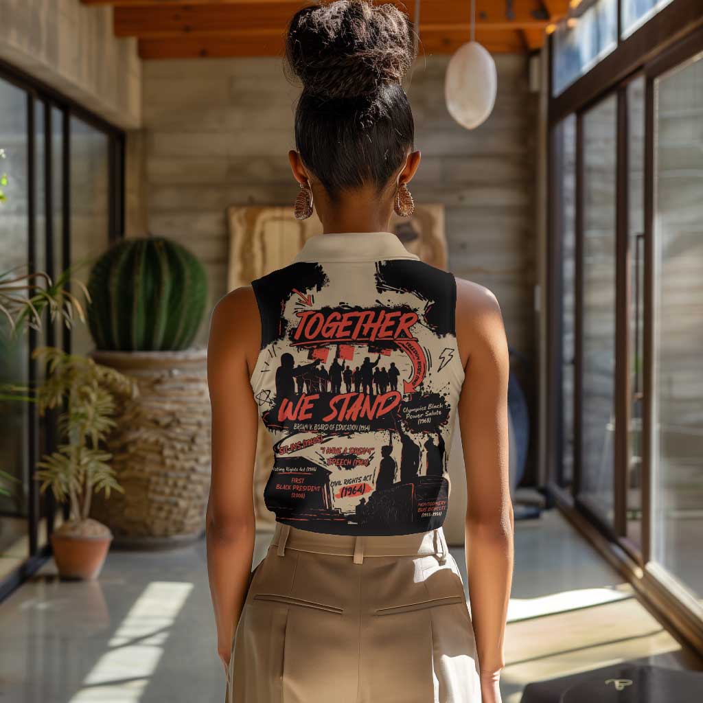 Together We Stand African American Women Sleeveless Polo Shirt Important Milestones History Vintage