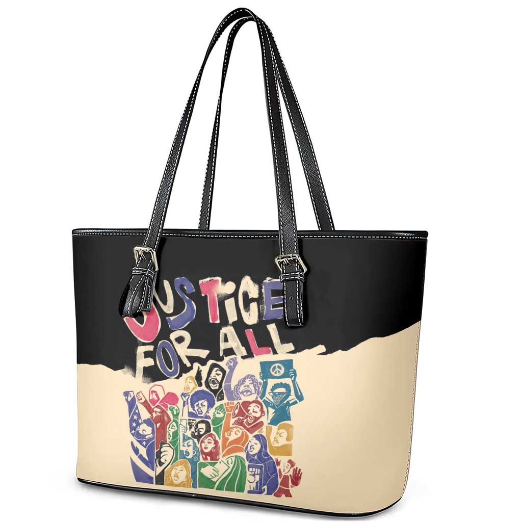 African Stand Firm Leather Tote Bag Justice For All