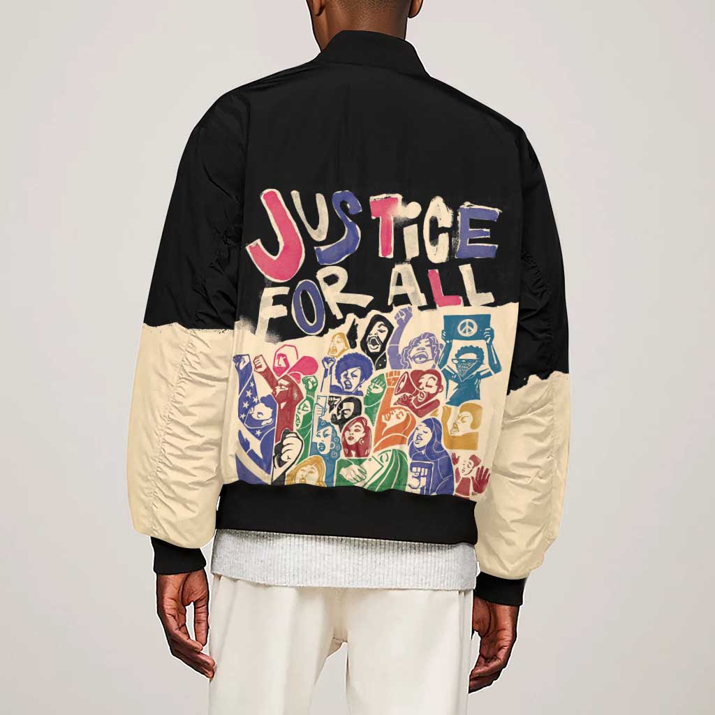 African Stand Firm Sleeve Zip Bomber Jacket Justice For All