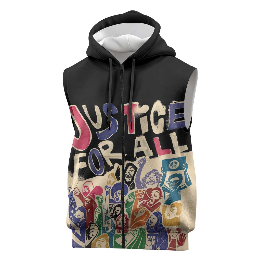 African Stand Firm Sleeveless Zip Hoodie Justice For All - African Pride