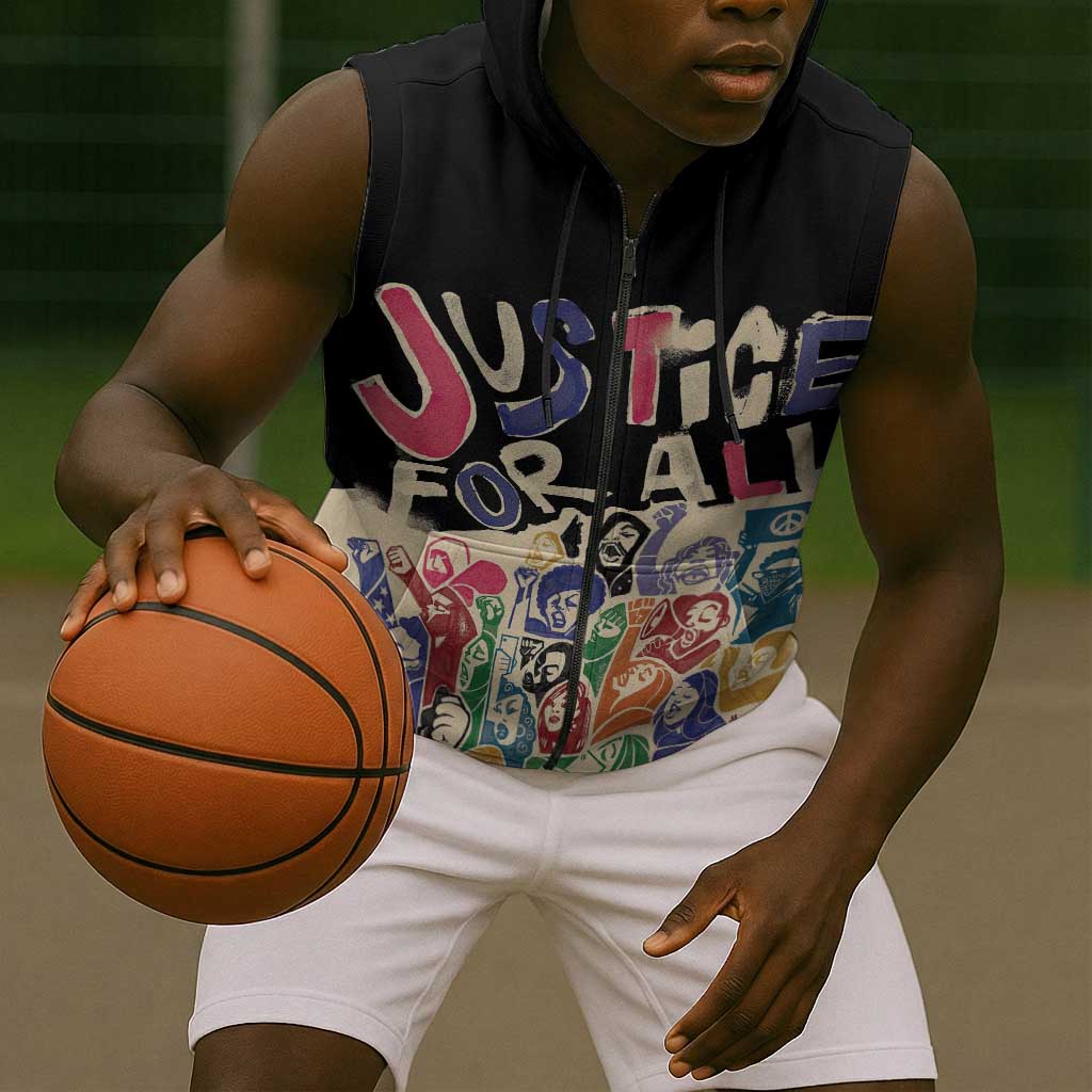 African Stand Firm Sleeveless Zip Hoodie Justice For All - African Pride