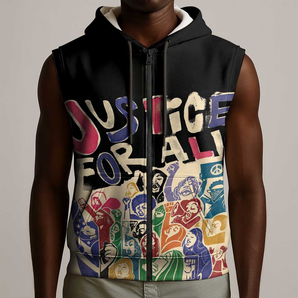 African Stand Firm Sleeveless Zip Hoodie Justice For All - African Pride