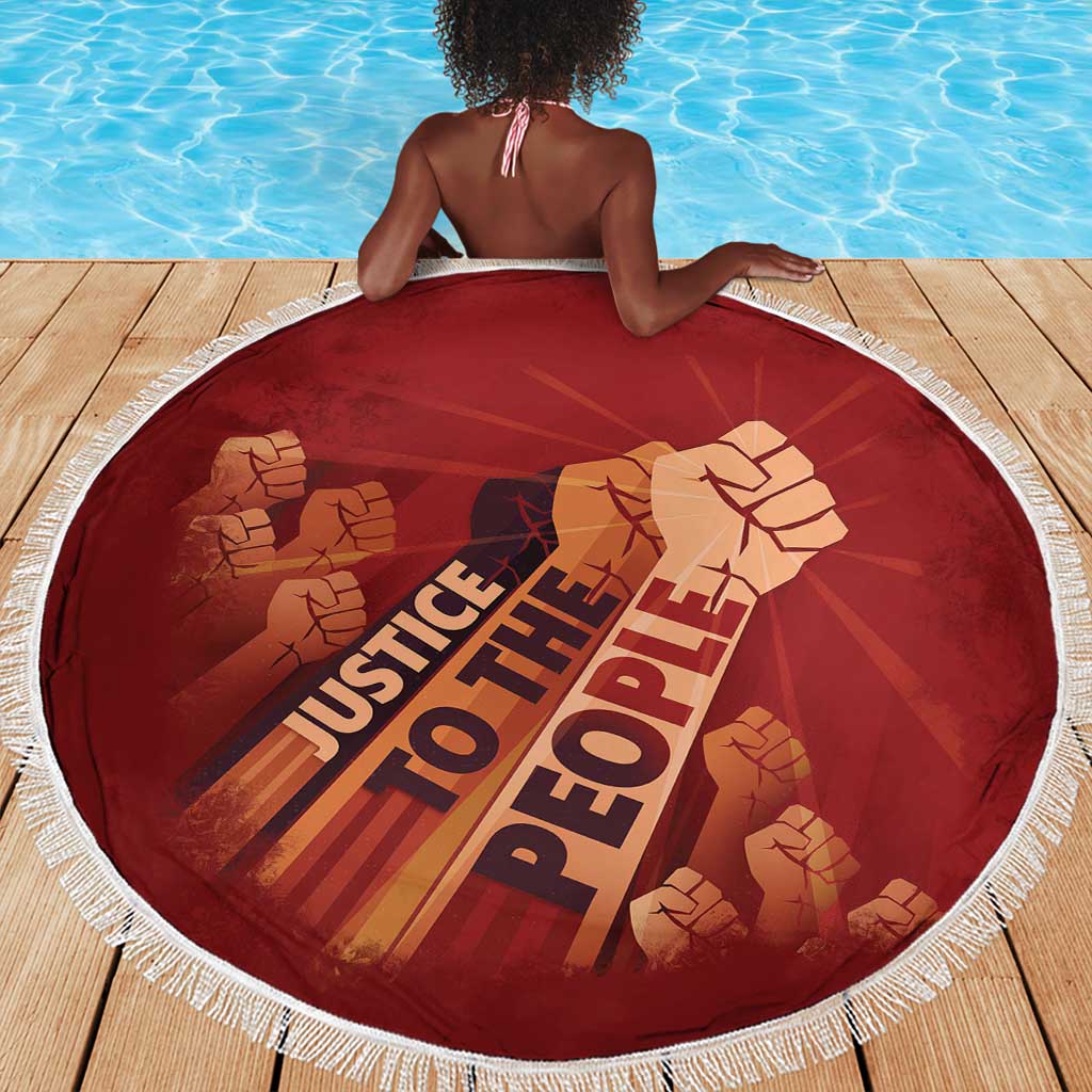 Justice To The People Africa Beach Blanket Afro Raised Fist