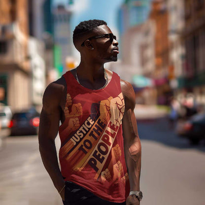 Justice To The People Africa Men Tank Top Afro Raised Fist