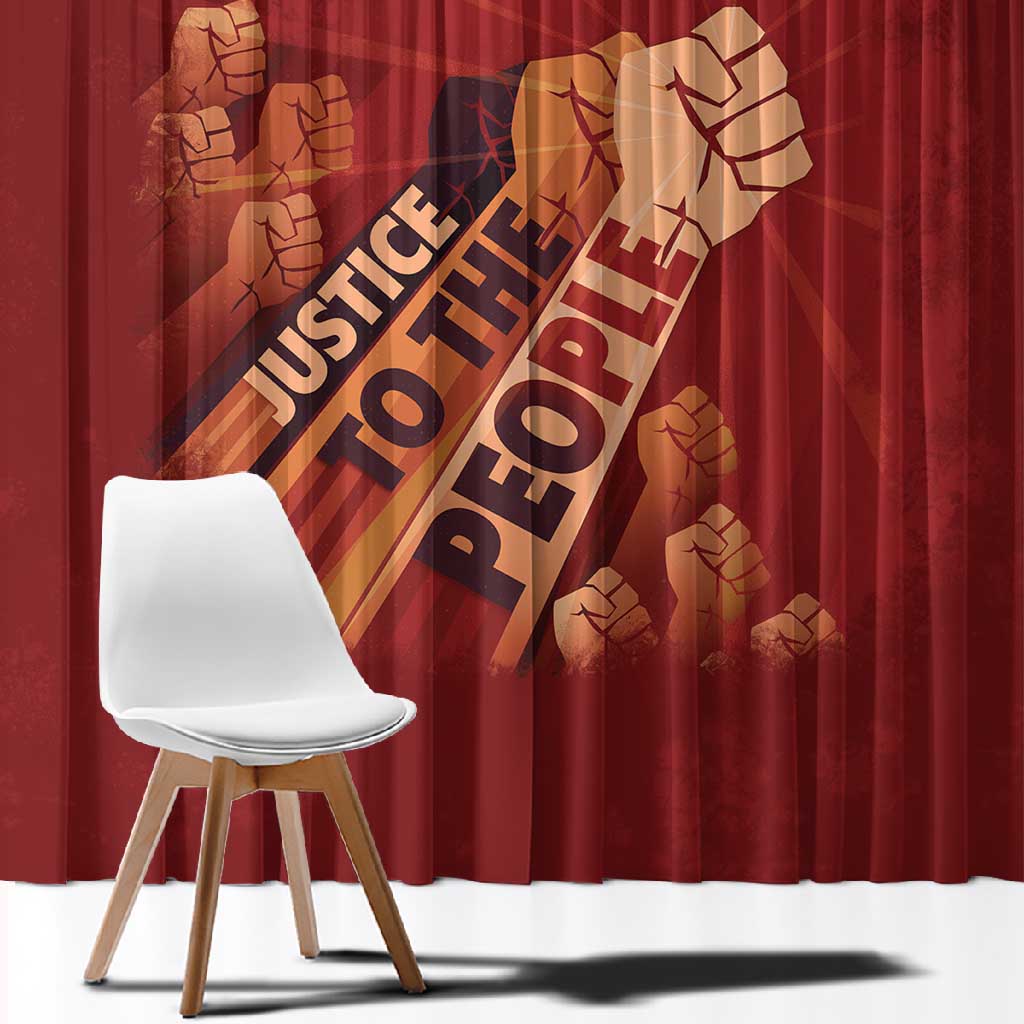 Justice To The People Africa Window Curtain Afro Raised Fist