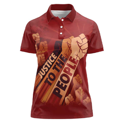 Justice To The People Africa Women Polo Shirt Afro Raised Fist