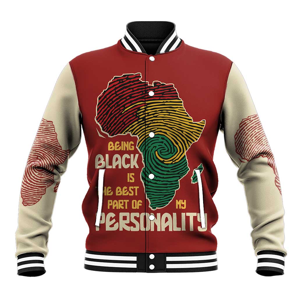 African Map Fingerprint Baseball Jacket Being Black Is The Best Part Of My Personality