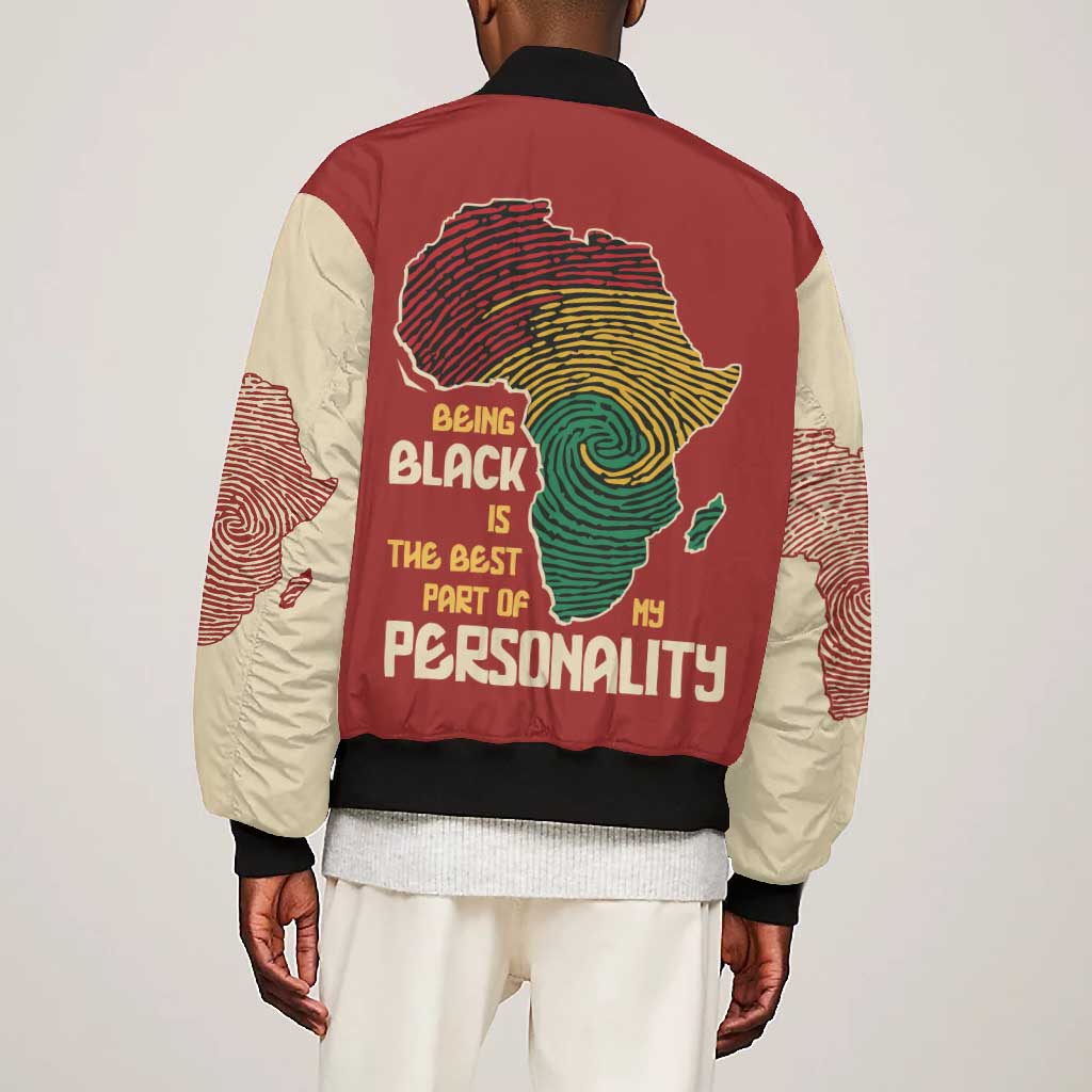 African Map Fingerprint Bomber Jacket Being Black Is The Best Part Of My Personality