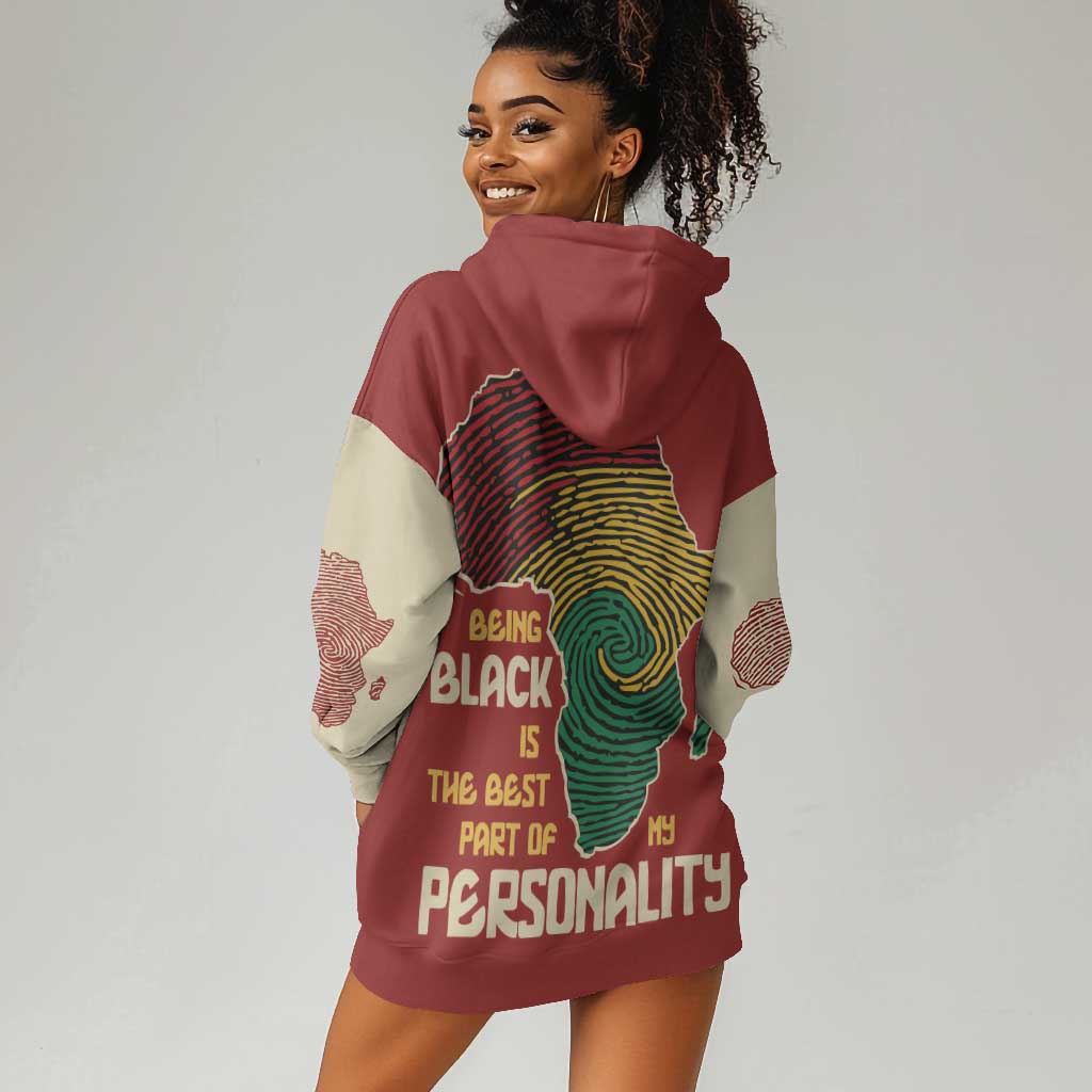 African Map Fingerprint Hoodie Dress Being Black Is The Best Part Of My Personality