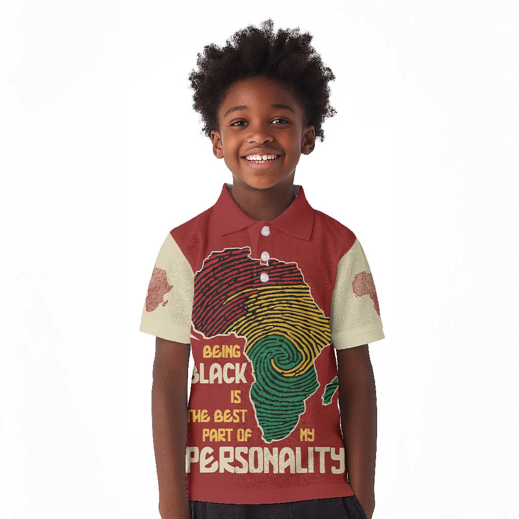 African Map Fingerprint Kid Polo Shirt Being Black Is The Best Part Of My Personality