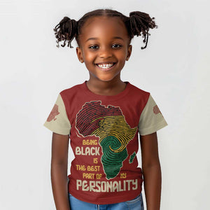 African Map Fingerprint Kid T shirt Being Black Is The Best Part Of My Personality
