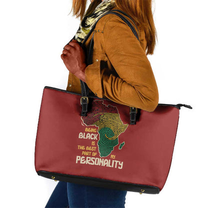 African Map Fingerprint Leather Tote Bag Being Black Is The Best Part Of My Personality