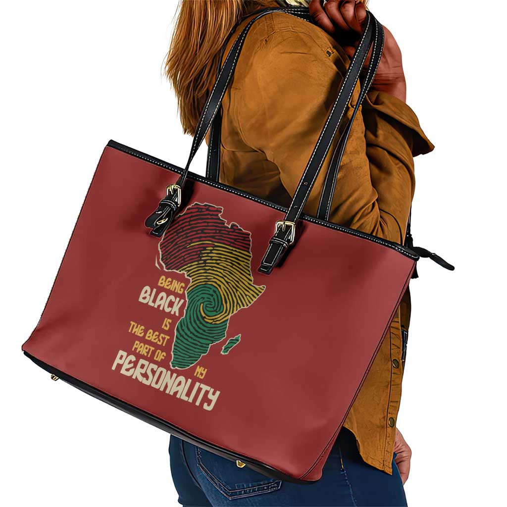 African Map Fingerprint Leather Tote Bag Being Black Is The Best Part Of My Personality
