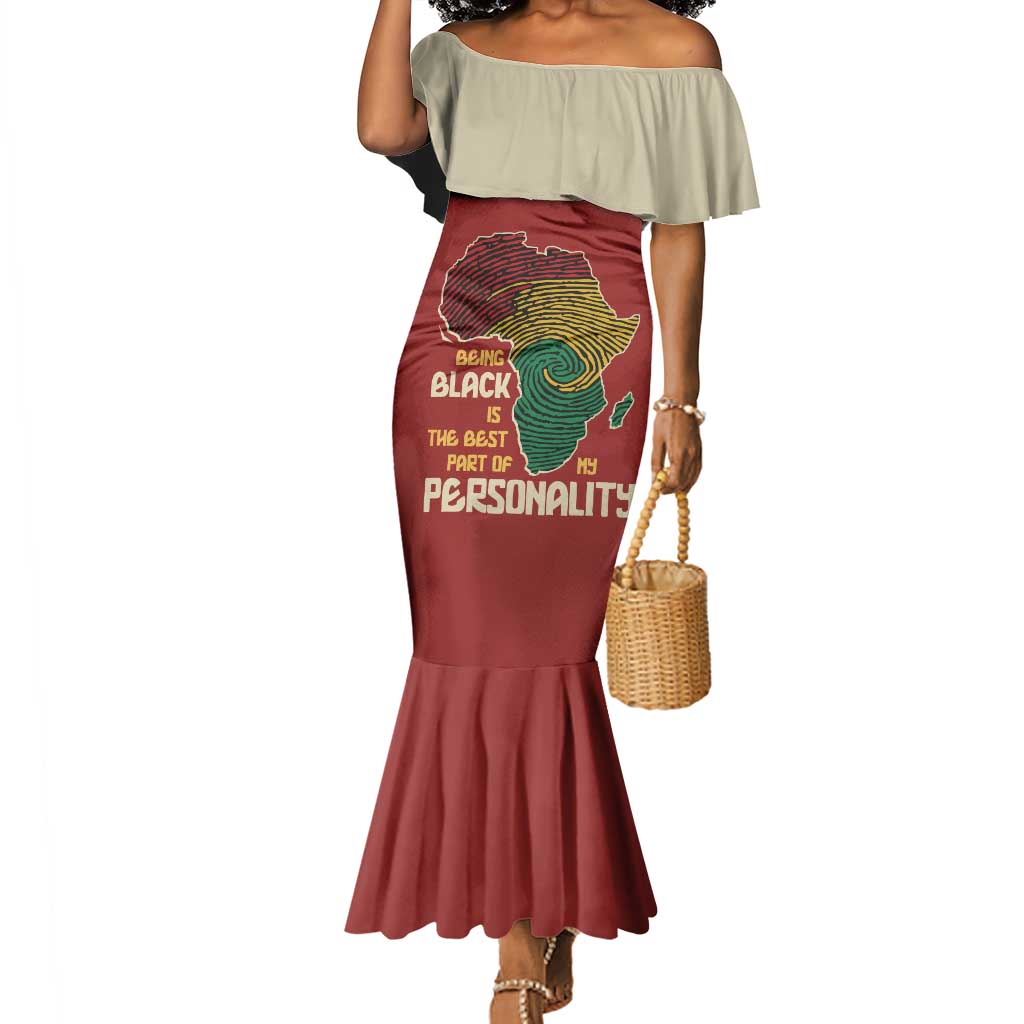 African Map Fingerprint Mermaid Dress Being Black Is The Best Part Of My Personality