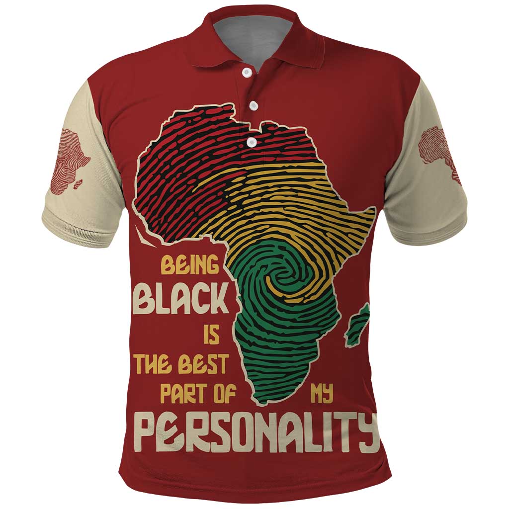African Map Fingerprint Polo Shirt Being Black Is The Best Part Of My Personality