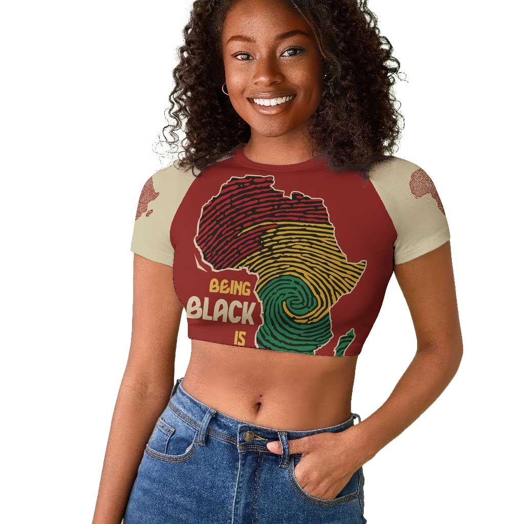 African Map Fingerprint Raglan Cropped T shirt Being Black Is The Best Part Of My Personality