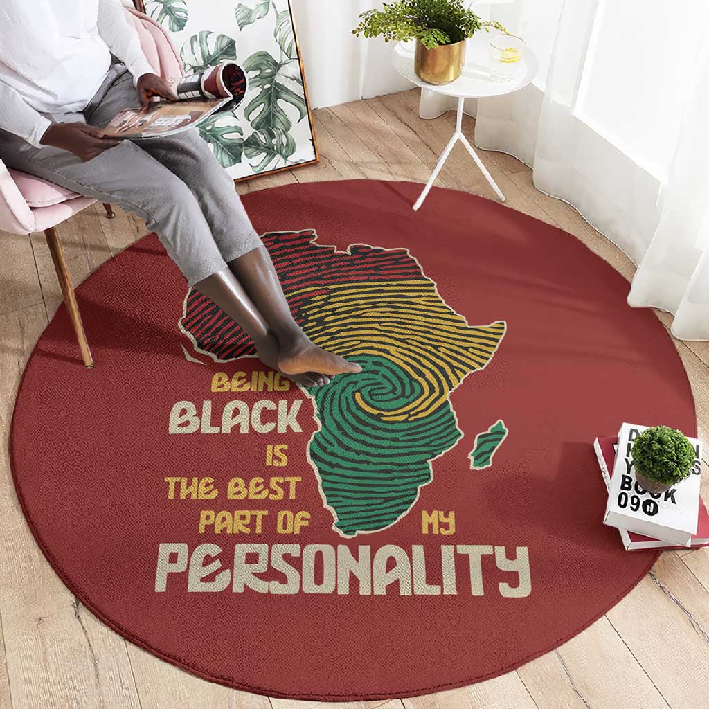 African Map Fingerprint Round Carpet Being Black Is The Best Part Of My Personality