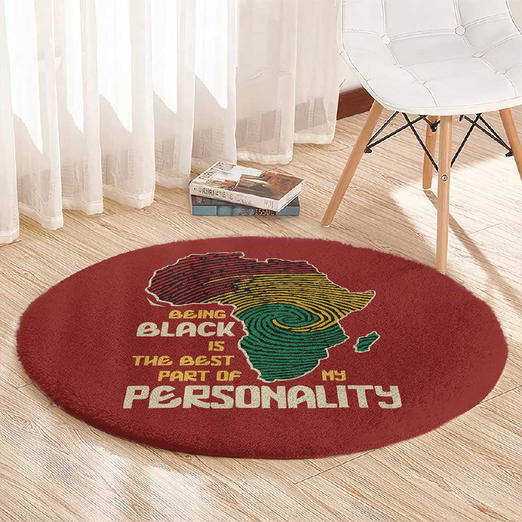 African Map Fingerprint Round Carpet Being Black Is The Best Part Of My Personality