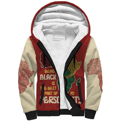 African Map Fingerprint Sherpa Hoodie Being Black Is The Best Part Of My Personality