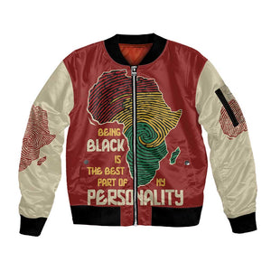 African Map Fingerprint Sleeve Zip Bomber Jacket Being Black Is The Best Part Of My Personality