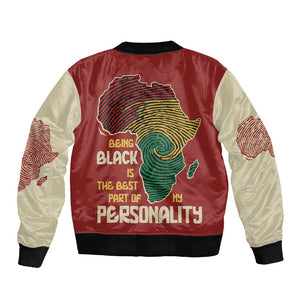 African Map Fingerprint Sleeve Zip Bomber Jacket Being Black Is The Best Part Of My Personality
