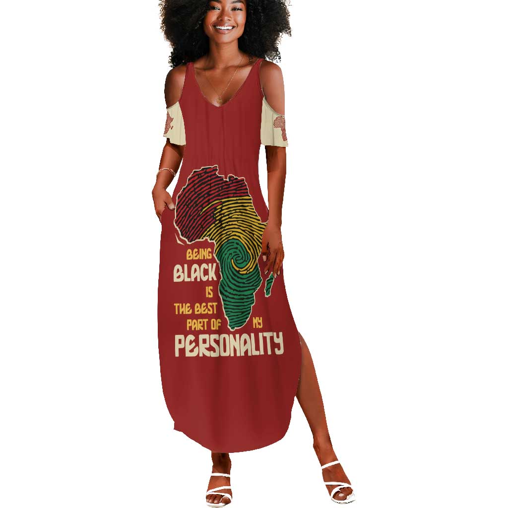 African Map Fingerprint Summer Maxi Dress Being Black Is The Best Part Of My Personality