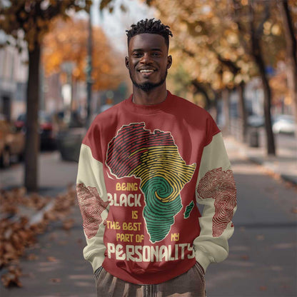 African Map Fingerprint Sweatshirt Being Black Is The Best Part Of My Personality