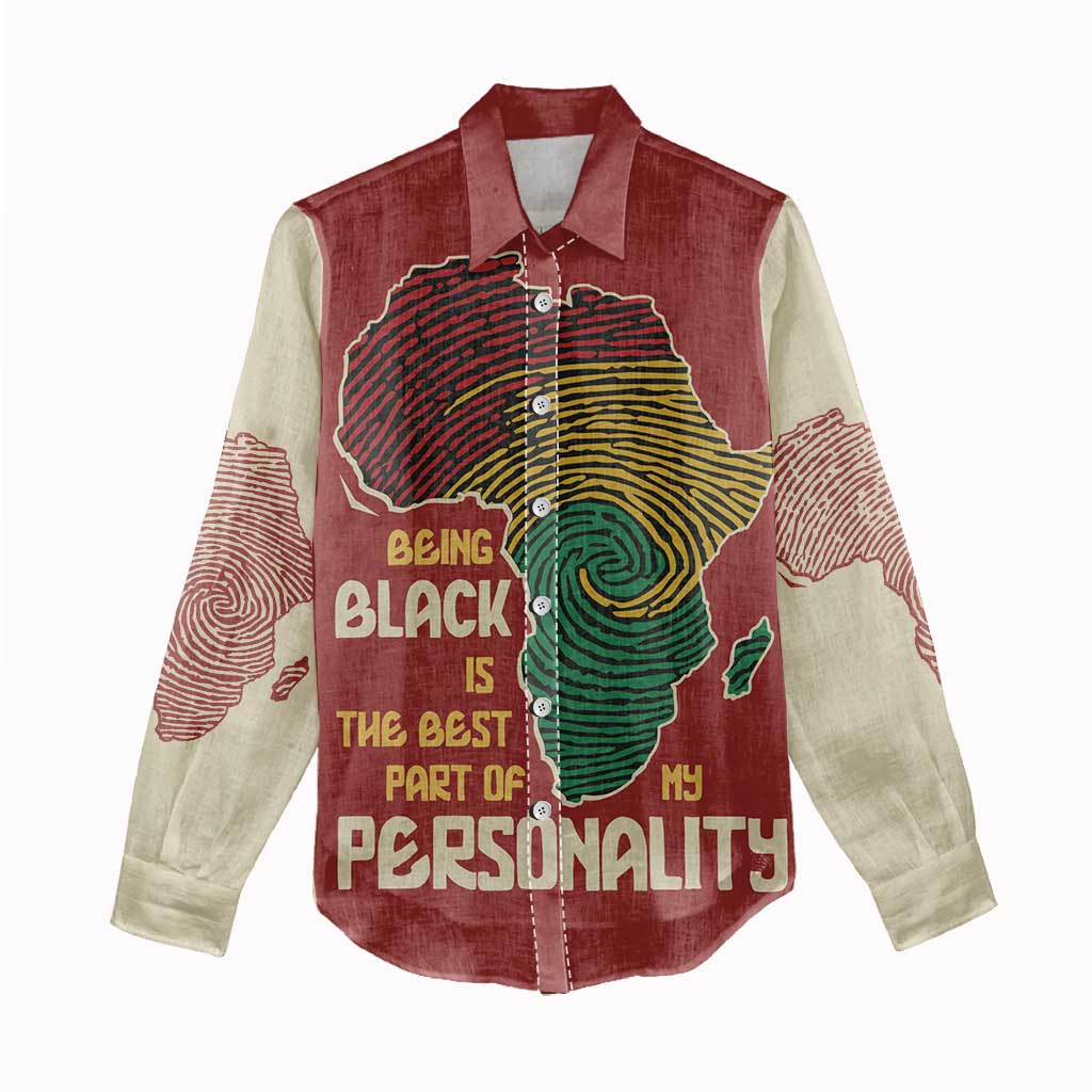 African Map Fingerprint Women Casual Shirt Being Black Is The Best Part Of My Personality