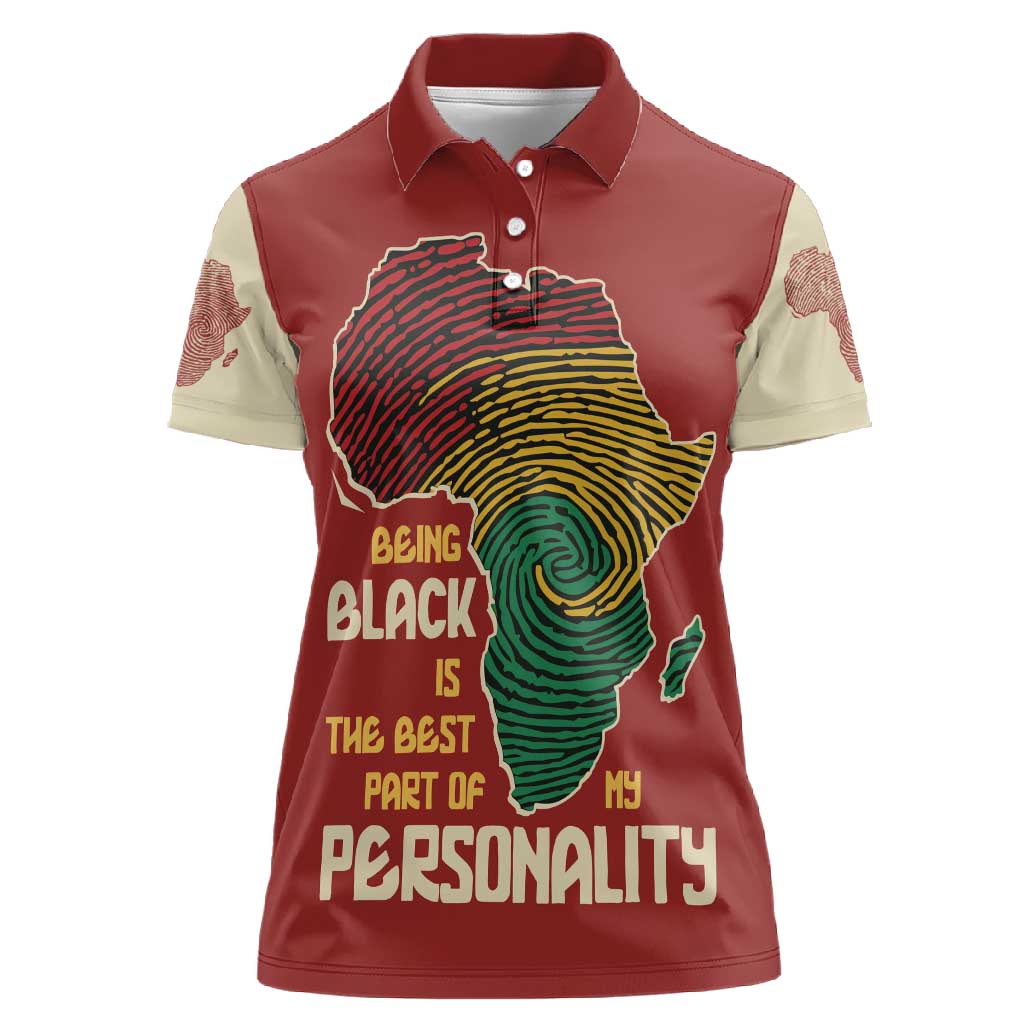 African Map Fingerprint Women Polo Shirt Being Black Is The Best Part Of My Personality
