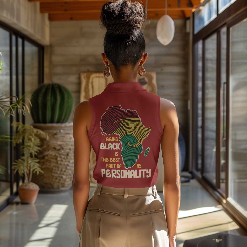 African Map Fingerprint Women Sleeveless Polo Shirt Being Black Is The Best Part Of My Personality