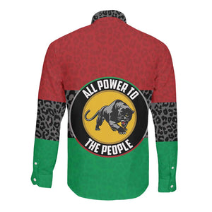 Personalized Pan African Black Panther Long Sleeve Button Shirt All Power To The People