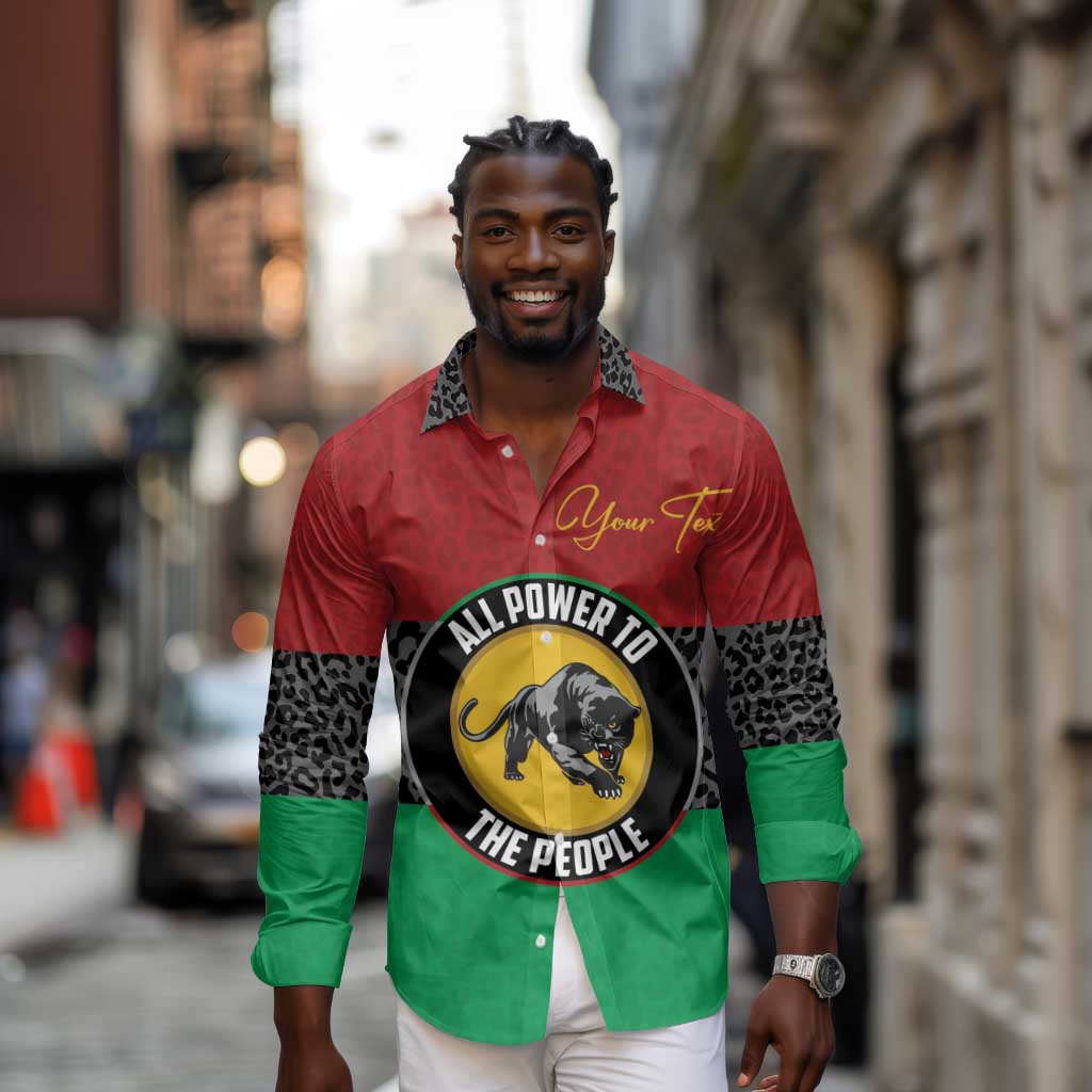 Personalized Pan African Black Panther Long Sleeve Button Shirt All Power To The People