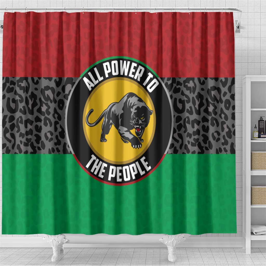 Pan African Black Panther Shower Curtain All Power To The People