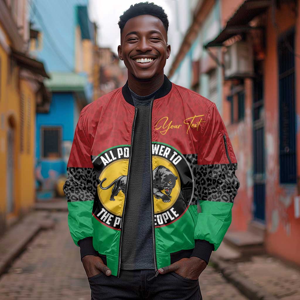 Personalized Pan African Black Panther Sleeve Zip Bomber Jacket All Power To The People