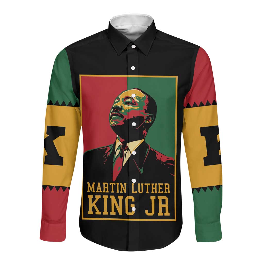Martin Luther King Jr Long Sleeve Button Shirt MLK Retro Style