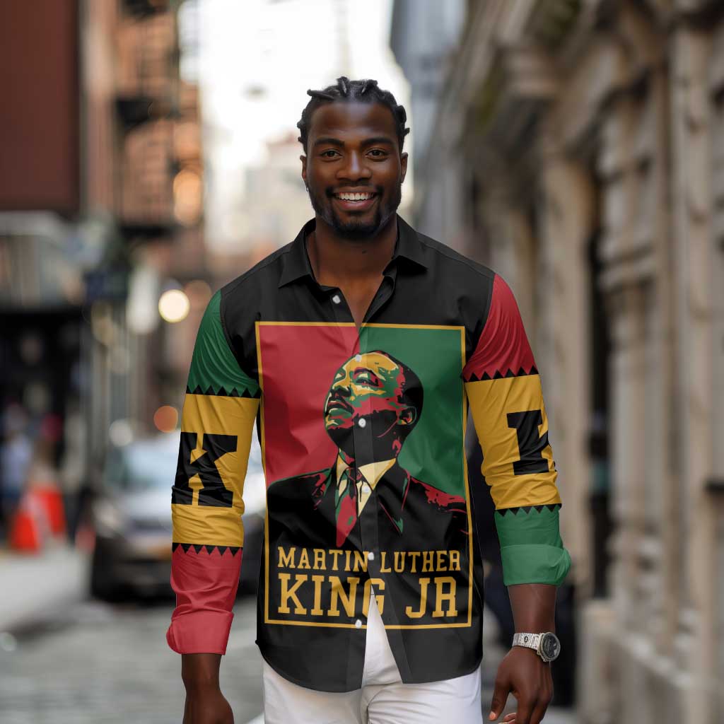Martin Luther King Jr Long Sleeve Button Shirt MLK Retro Style