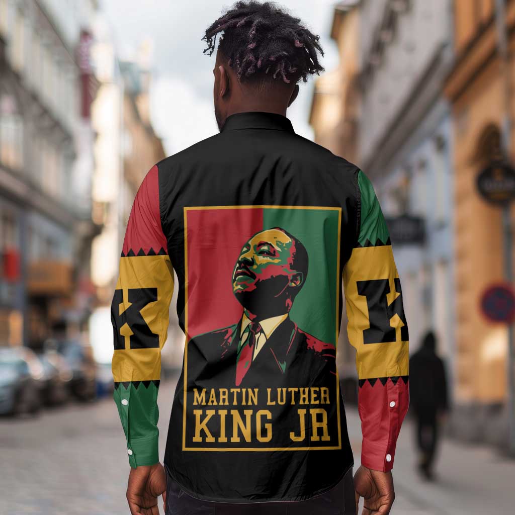 Martin Luther King Jr Long Sleeve Button Shirt MLK Retro Style