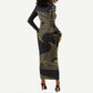 Afro Egypt Long Sleeve Bodycon Dress Horus Eyes Egyptian God DT03